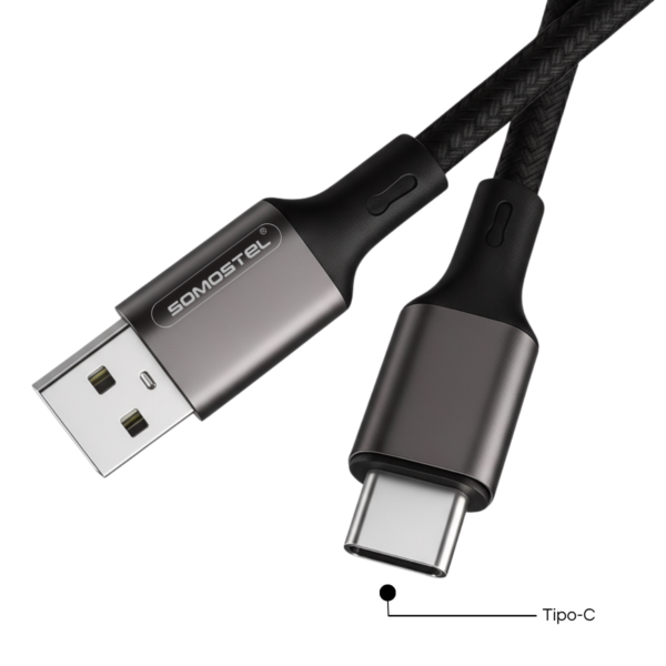 Cable USB-A a USB-C 3.1A RGB – Carga Rápida